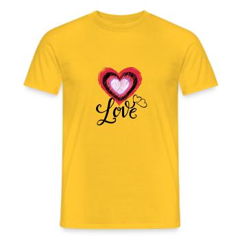 Love Heart - Männer T-Shirt - Gelb - Vorne - AI Model Male 178 dark (178cm)