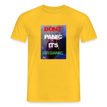 Ne paniquez pas, c’est bio - T-shirt homme - jaune - Devant - AI Model Male 178 dark (178cm)