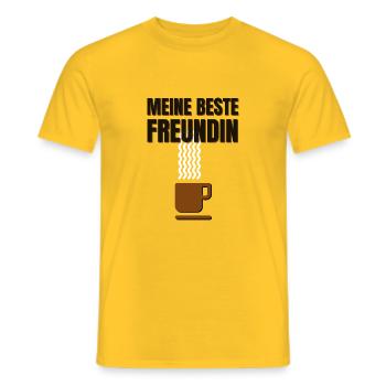 Bester Freundin, & Kaffee Kaffeetasse Kaffeebecher - Männer T-Shirt - Gelb - Vorne - AI Model Male 178 dark (178cm)