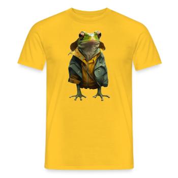 So ein Unwetter denkt der Frosch mit Regenjacke - Männer T-Shirt - Gelb - Vorne - AI Model Male 178 dark (178cm)