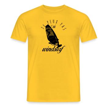 Je peux pas j'ai windsurf : la passion des vagues - T-shirt homme - jaune - Devant - AI Model Male 178 dark (178cm)