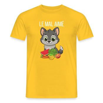 The unloved a wolf who eats VEGETABLES - Men's T-Shirt - yellow - Front - AI Model Male 178 dark (178cm)