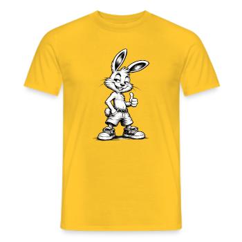 Cooler Hase Cartoon Schwarz Weiß Street Style  - Männer T-Shirt - Gelb - Vorne - AI Model Male 178 dark (178cm)