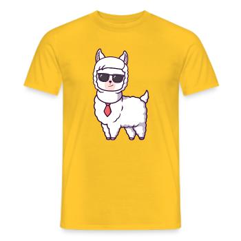 Cool Llama with Sunglasses Tie - Men's T-Shirt - yellow - Front - AI Model Male 178 dark (178cm)