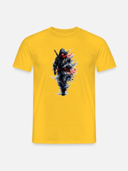 Ninja im Wasserfarbschleier - Männer T-Shirt - Gelb