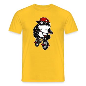 Freestyle BMX Bike, Kröte-Frosch BMX Fahrrad - Männer T-Shirt - Gelb - Vorne - AI Model Male 178 dark (178cm)