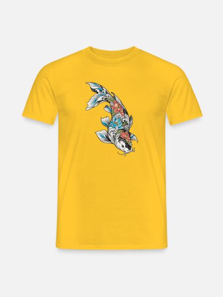 Koi Blüten Ornament - Männer T-Shirt - Gelb