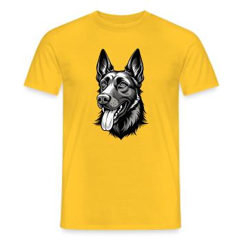 Belgischer Malinois-Hundekopf - Männer T-Shirt - Gelb - Vorne - AI Model Male 178 dark (178cm)