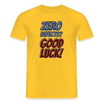 Zero Defects Good luck - Men's T-Shirt - yellow - Front - AI Model Male 178 dark (178cm)