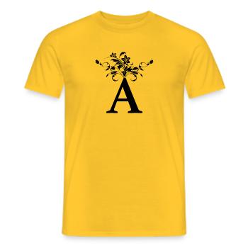 First letter A First name - Men's T-Shirt - yellow - Front - AI Model Male 178 dark (178cm)