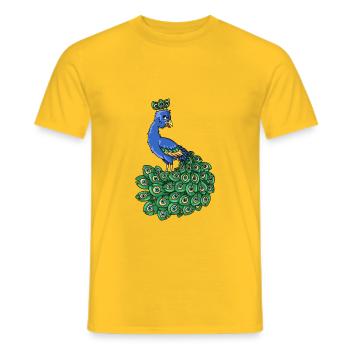 Joli paon oiseau bleu animal cartoon - T-shirt homme - jaune - Devant - AI Model Male 178 dark (178cm)