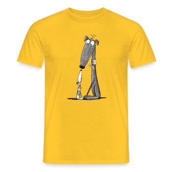 Greyhound Mom with Puppy I Whippet Dog - Men's T-Shirt - yellow - Front - AI Model Male 178 dark (178cm)