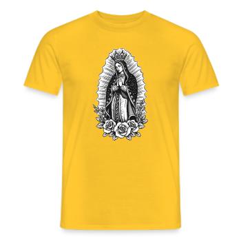 Guadalupe Line Style Rose Motif - Men's T-Shirt - yellow - Front - AI Model Male 178 dark (178cm)