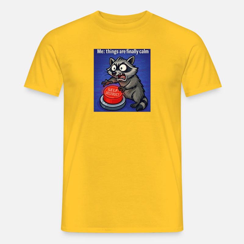 Waschbär-Selbstzerstörungs-Meme - Männer T-Shirt - Gelb