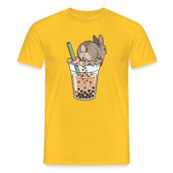 Bubble Tea Boba Drôle de Lapin mignon - T-shirt homme - jaune - Devant - AI Model Male 178 dark (178cm)
