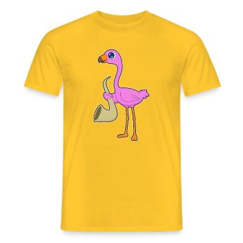 Flamingo Musiker Saxophon Musik - Männer T-Shirt - Gelb - Vorne - AI Model Male 178 dark (178cm)