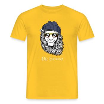 Mutiger Löwe mit Be Brave-Brille - Männer T-Shirt - Gelb - Vorne - AI Model Male 178 dark (178cm)