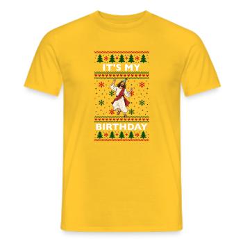 Ugly Christmas Sweater Pattern Jesus - Männer T-Shirt - Gelb - Vorne - AI Model Male 178 dark (178cm)