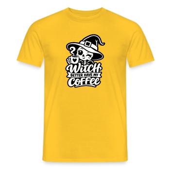 Witch Better Have My Coffee – Halloween Hexe (B/W) - Männer T-Shirt - Gelb - Vorne - AI Model Male 178 dark (178cm)