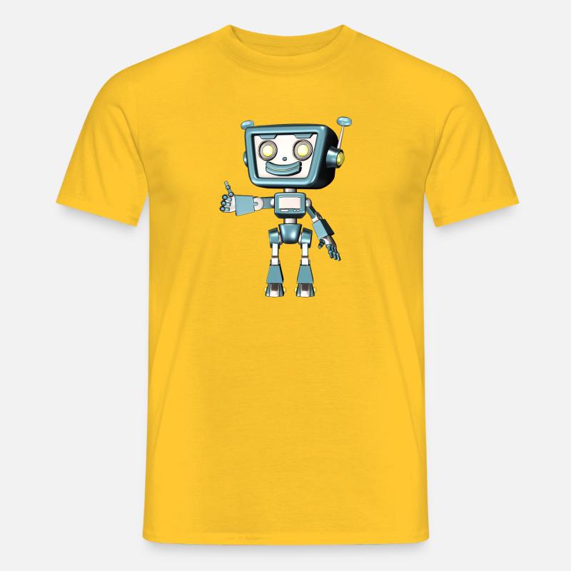 blauer Roboter - Männer T-Shirt - Gelb