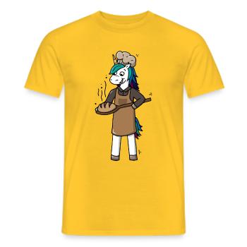 Licorne Baker Héros de tous les jours - T-shirt homme - jaune - Devant - AI Model Male 178 dark (178cm)