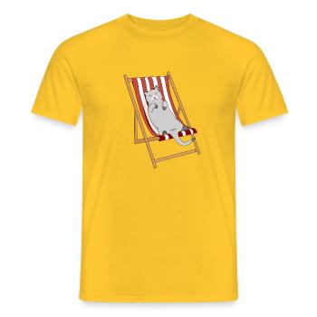 Chat paresseux en transat - T-shirt homme - jaune - Devant - AI Model Male 178 dark (178cm)