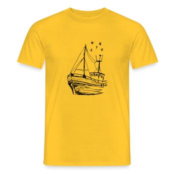 Zeichnung Schiff - Männer T-Shirt - Gelb - Vorne - AI Model Male 178 dark (178cm)