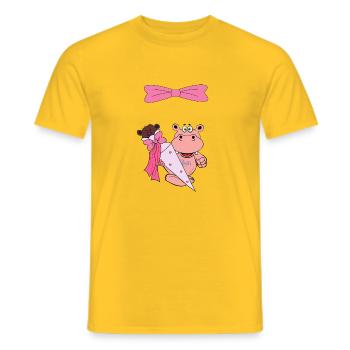 school enrolment child hippo hippo school schoolchild - Men's T-Shirt - yellow - Front - AI Model Male 178 dark (178cm)