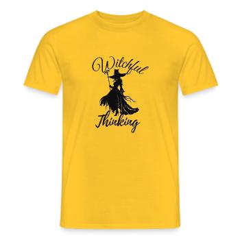 Halloween Witch, Witchful Thinking - Männer T-Shirt - Gelb - Vorne - AI Model Male 178 dark (178cm)