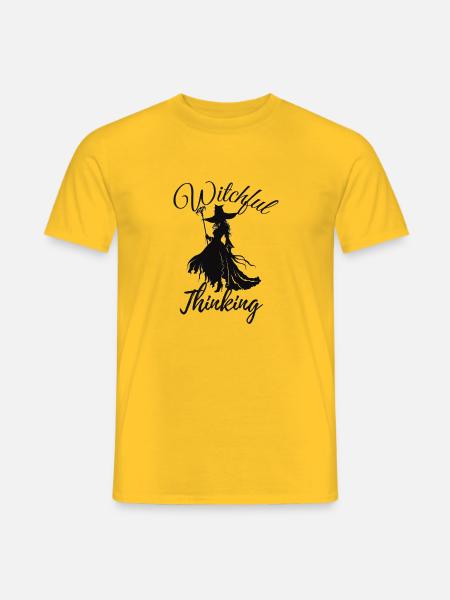 Halloween Witch, Witchful Thinking - Männer T-Shirt - Gelb