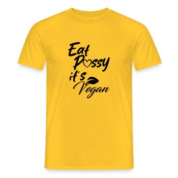 Eat PSSY ITS VEGAN X PUSSSY CENSORED Vegan - Männer T-Shirt - Gelb - Vorne - AI Model Male 178 dark (178cm)