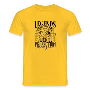 Vintage Né(e) un mois de 1939 anniversaire - T-shirt homme - jaune - Devant - AI Model Male 178 dark (178cm)