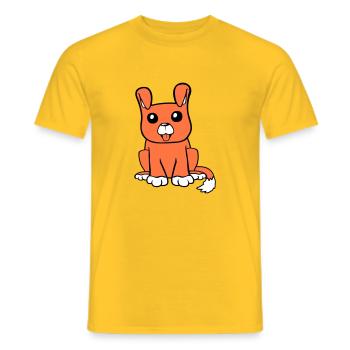 chien assis mignon petit chiot heureux animal de compagnie - T-shirt homme - jaune - Devant - AI Model Male 178 dark (178cm)