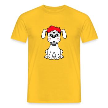 Hund Nerd Hornbrille Geek Zahnspange Schlau Lustig - Männer T-Shirt - Gelb - Vorne - AI Model Male 178 dark (178cm)