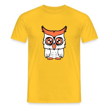 hibou oiseau aigle hibou hibou nuit oiseau effraie des granges chouette bande dessinée - T-shirt homme - jaune - Devant - AI Model Male 178 dark (178cm)