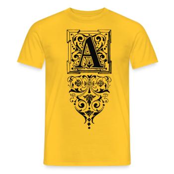 Buchstabe-A-verziert-ornamente-1.png - Männer T-Shirt - Gelb - Vorne - AI Model Male 178 dark (178cm)