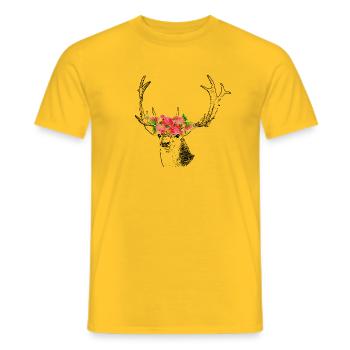 Deer flowers - Men's T-Shirt - yellow - Front - AI Model Male 178 dark (178cm)