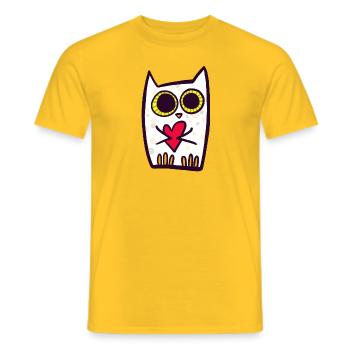 Hibou au cœur - T-shirt homme - jaune - Devant - AI Model Male 178 dark (178cm)