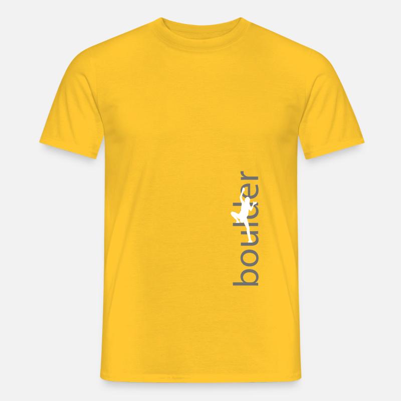 Boulder Schrift mit Kletterer - Männer T-Shirt - Gelb