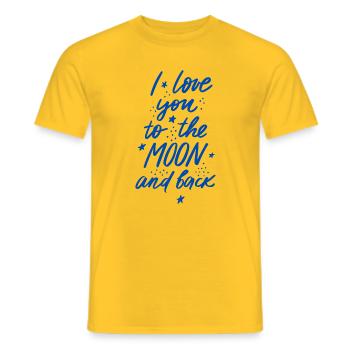 Je t’aime jusqu’à la lune et retour - T-shirt homme - jaune - Devant - AI Model Male 178 dark (178cm)