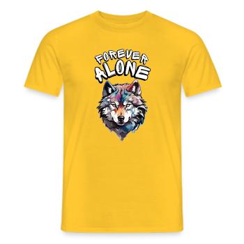 Ein farbenfrohes Wolfsporträt mit einer Botschaft - Männer T-Shirt - Gelb - Vorne - AI Model Male 178 dark (178cm)