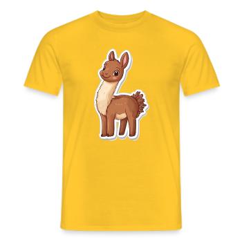 Llama Alpaca Llama Animal Gift - Men's T-Shirt - yellow - Front - AI Model Male 178 dark (178cm)