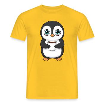 Süßer Pinguin Kaffee Morgenmuffel Büro Koffein - Männer T-Shirt - Gelb - Vorne - AI Model Male 178 dark (178cm)