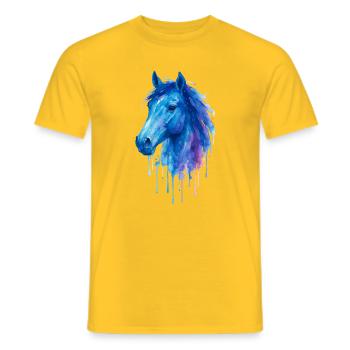 Cheval Aquarelle - Equitation - T-shirt homme - jaune - Devant - AI Model Male 178 dark (178cm)