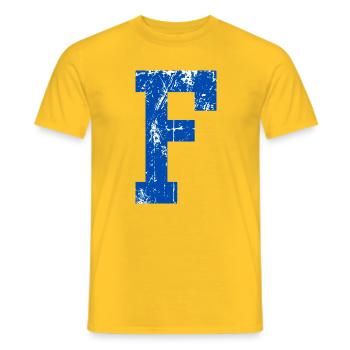 Lettre f sport rétro  - T-shirt homme - jaune - Devant - AI Model Male 178 dark (178cm)