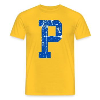 Buchstabe p Sport Retro - Männer T-Shirt - Gelb - Vorne - AI Model Male 178 dark (178cm)