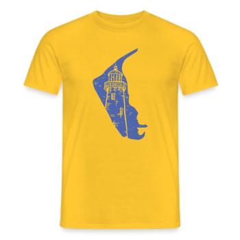 Amrum North Sea Lighthouse Silhouette Grunge - Men's T-Shirt - yellow - Front - AI Model Male 178 dark (178cm)