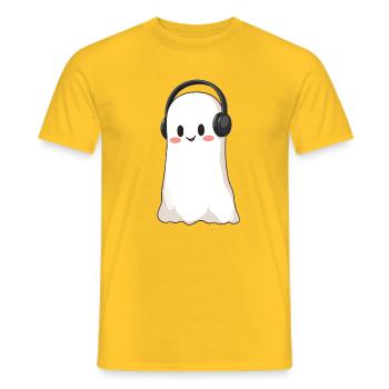 Ghost with headphones - Men's T-Shirt - yellow - Front - AI Model Male 178 dark (178cm)