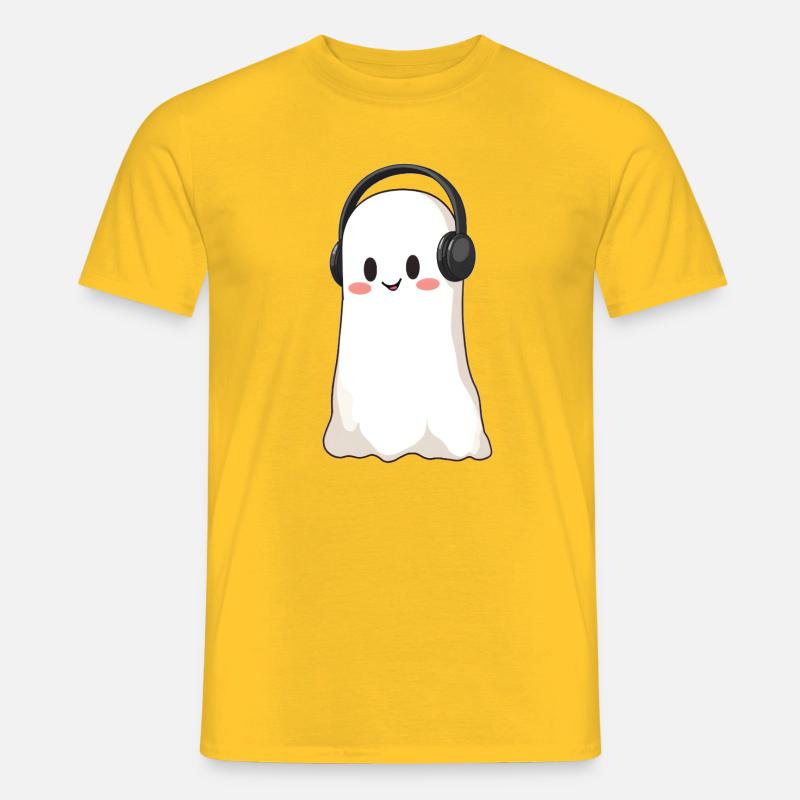 Gespenst mit Kopfhörer - Männer T-Shirt - Gelb