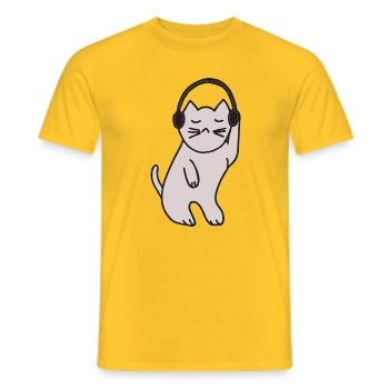 Cat disco queen - Men's T-Shirt - yellow - Front - AI Model Male 178 dark (178cm)